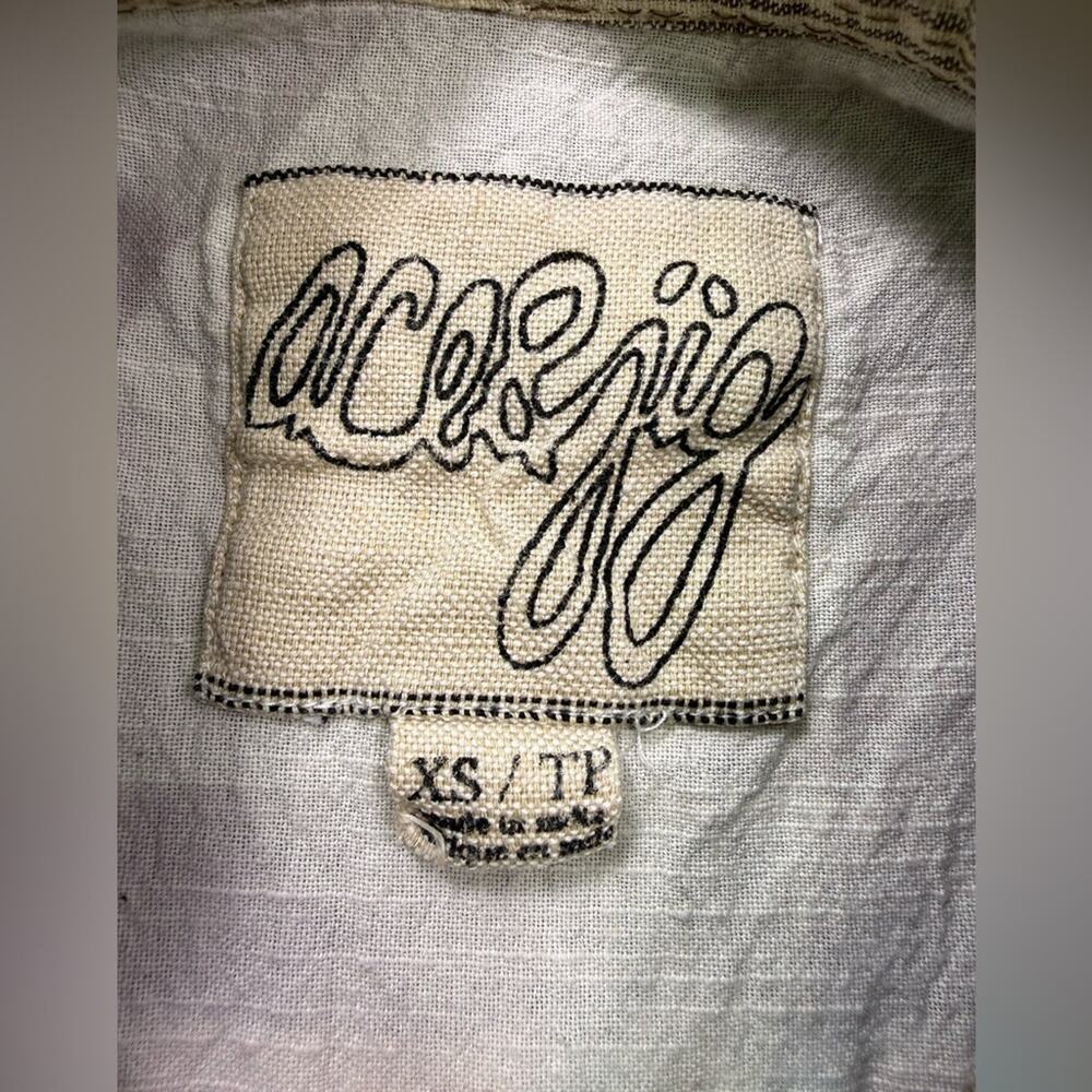 Ace & Jig Gauze Cotton Ruffle Blouse Striped Blue Brown Button Front Size XS - Picture 7 of 9